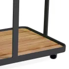 Chariot en aluminium de différentes finitions avec roues et plateau en teck - Tente Viadurini