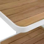 Chariot en aluminium avec différentes finitions, avec roues et plateau en teck - Tente Viadurini