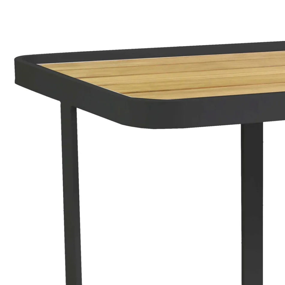 Chariot en aluminium de différentes finitions avec roues et plateau en teck - Tente Viadurini