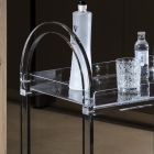 Chariot en cristal acrylique transparent avec roues et étagère - Arketipo Viadurini