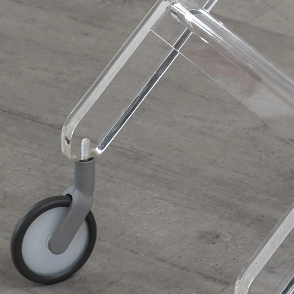 Chariot Pliant en Cristal Acrylique Transparent 2 Plateaux - Aristocles Viadurini