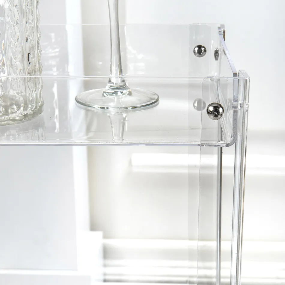 Chariot alimentaire en plexiglas transparent fabriqué en Italie - Galatius Viadurini