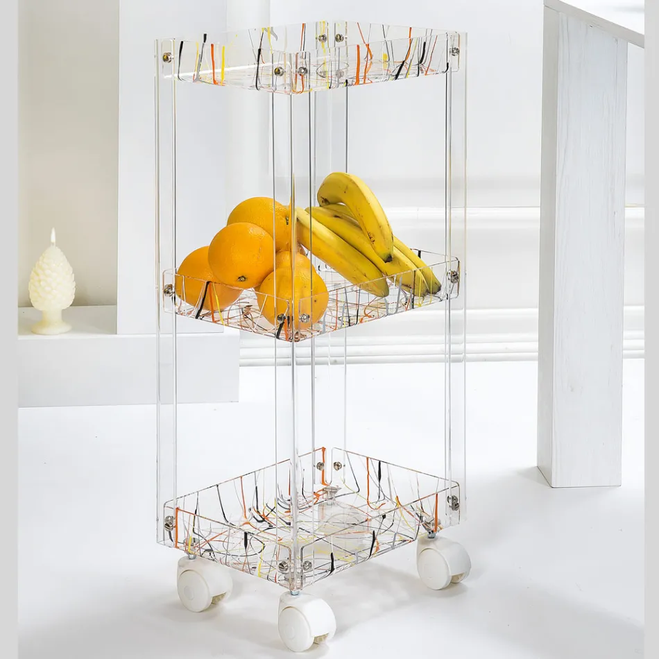Chariot Alimentaire en Plexiglas Transparent Made in Italy - Galatius Viadurini