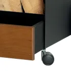 Chariot en bois avec tiroir et roulettes Made in Italy - Alpaga Viadurini