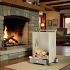 Chariot en bois avec tiroir et roulettes Made in Italy - Alpaga Viadurini