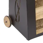 Chariot à bois d'intérieur en fer peint en noir fabriqué en Italie - Chloé Viadurini