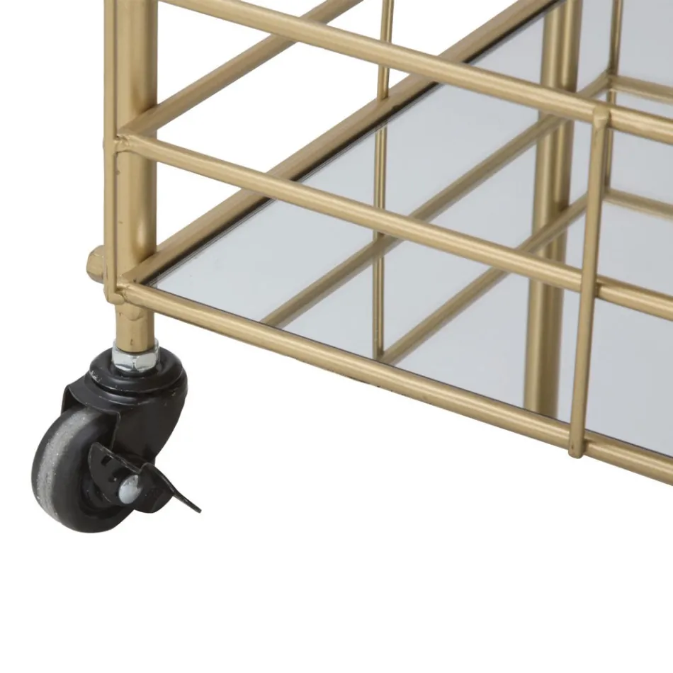 Chariot à nourriture avec structure en fer finition dorée - Viviana Viadurini