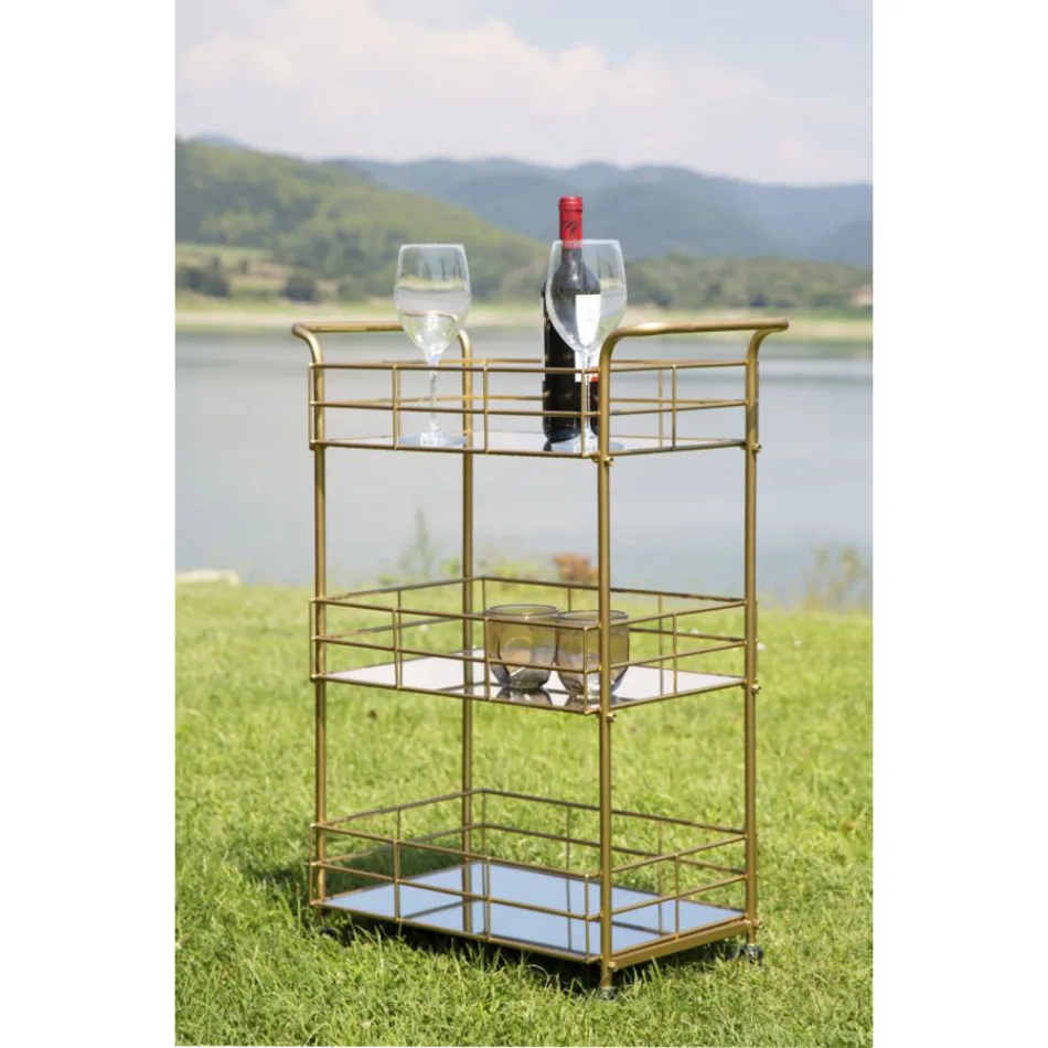 Chariot à nourriture avec structure en fer finition dorée - Viviana Viadurini