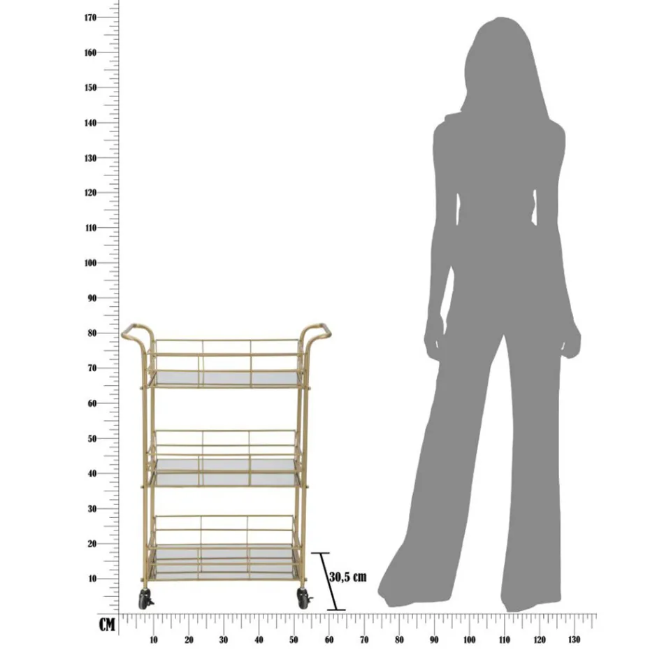 Chariot à nourriture avec structure en fer finition dorée - Viviana Viadurini