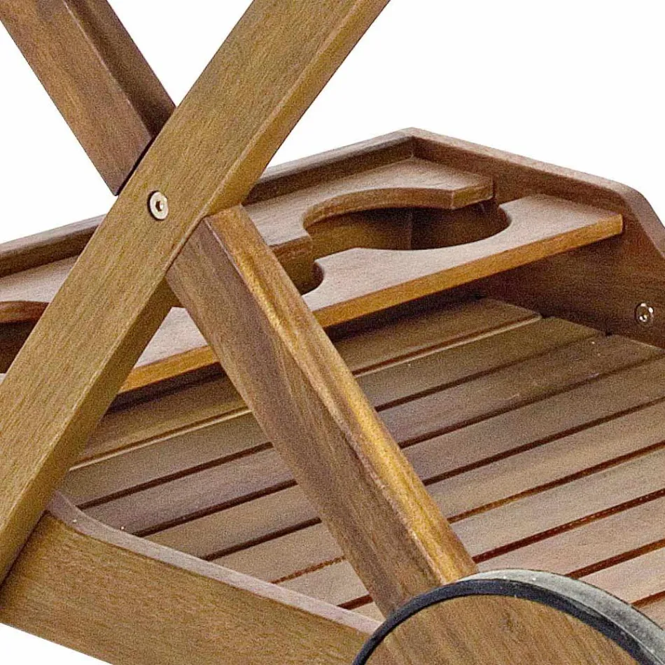 Chariot à nourriture de jardin en bois d'acacia design - Roxen Viadurini