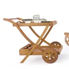 Chariot à nourriture de jardin en bois d'acacia design - Roxen Viadurini