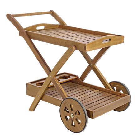 Chariot à nourriture de jardin en bois d'acacia design - Roxen Viadurini