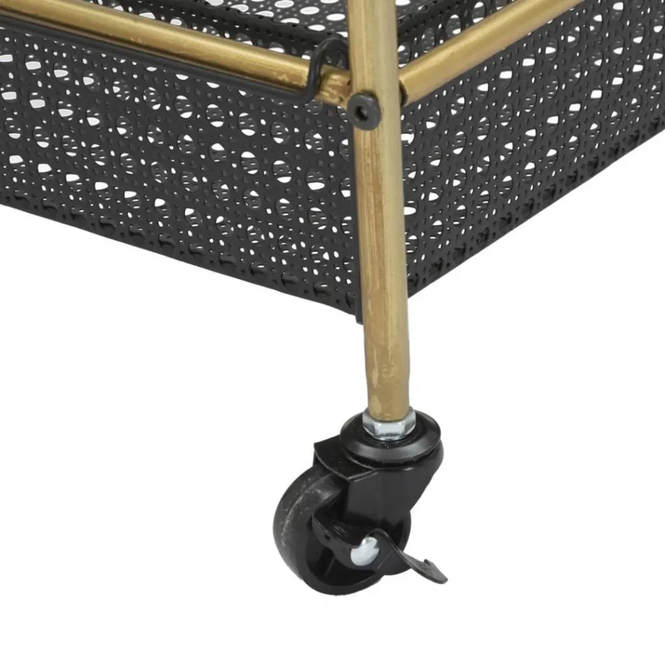 Chariot à nourriture en fer avec structure en finition dorée - Élégant Viadurini