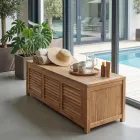 Coffre de jardin en teck naturel - Cacher Viadurini