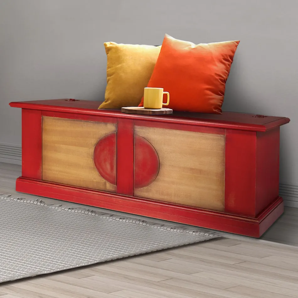 Coffre en bois plaqué avec différentes finitions fabriquées en Italie - Krishna Viadurini