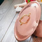 Cocotte basse en cuivre étamé à la main ronde avec 2 anses 20 cm - Gianfranco Viadurini