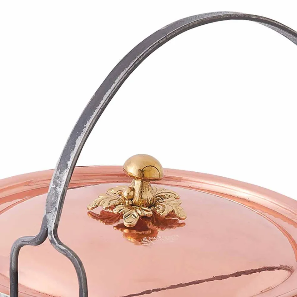 Casserole, couvercle et poignée en cuivre étamé à la main 26 cm - Mariagiu Viadurini