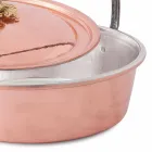 Casserole en cuivre étamé à la main, couvercle et poignée arquée 34 cm - Mariagiu Viadurini