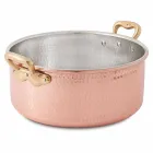 Casserole moyenne en cuivre étamé main ronde avec 2 anses 24 cm - Gianfranco Viadurini
