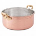 Casserole moyenne en cuivre étamé à la main ronde avec 2 anses 24 cm - Gianfranco