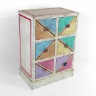 Commode artisanale en bois avec tiroirs colorés Made in Italy - Brighella Viadurini