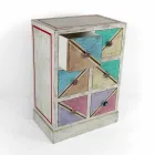 Commode artisanale en bois avec tiroirs colorés Made in Italy - Brighella Viadurini