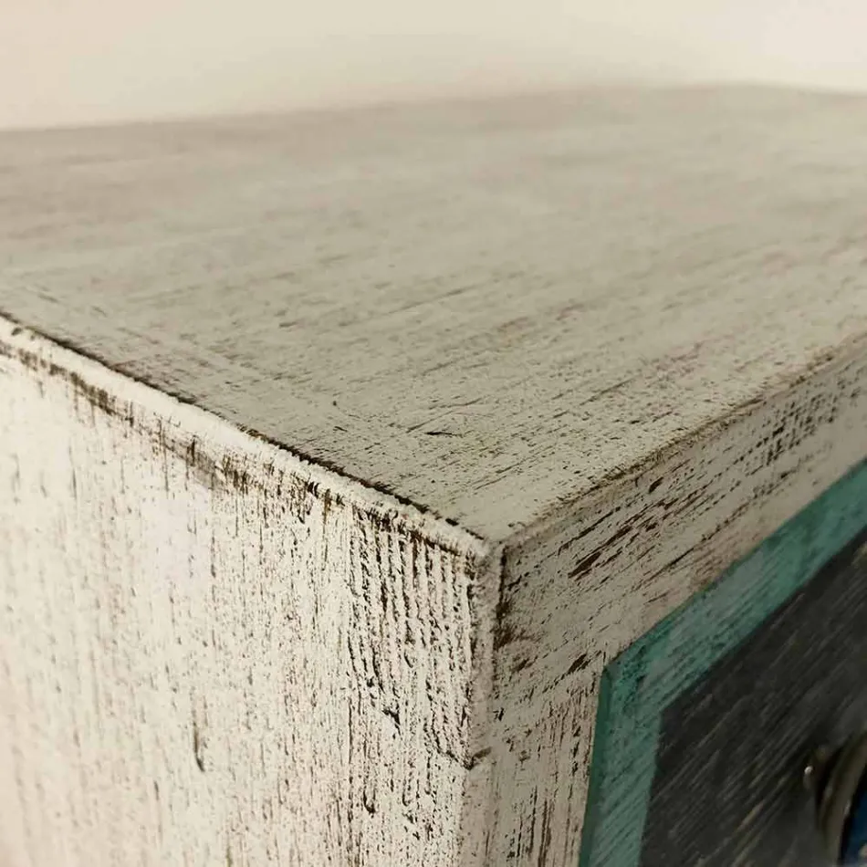 Commode artisanale en bois de sapin avec 3 tiroirs Made in Italy - Singe Viadurini