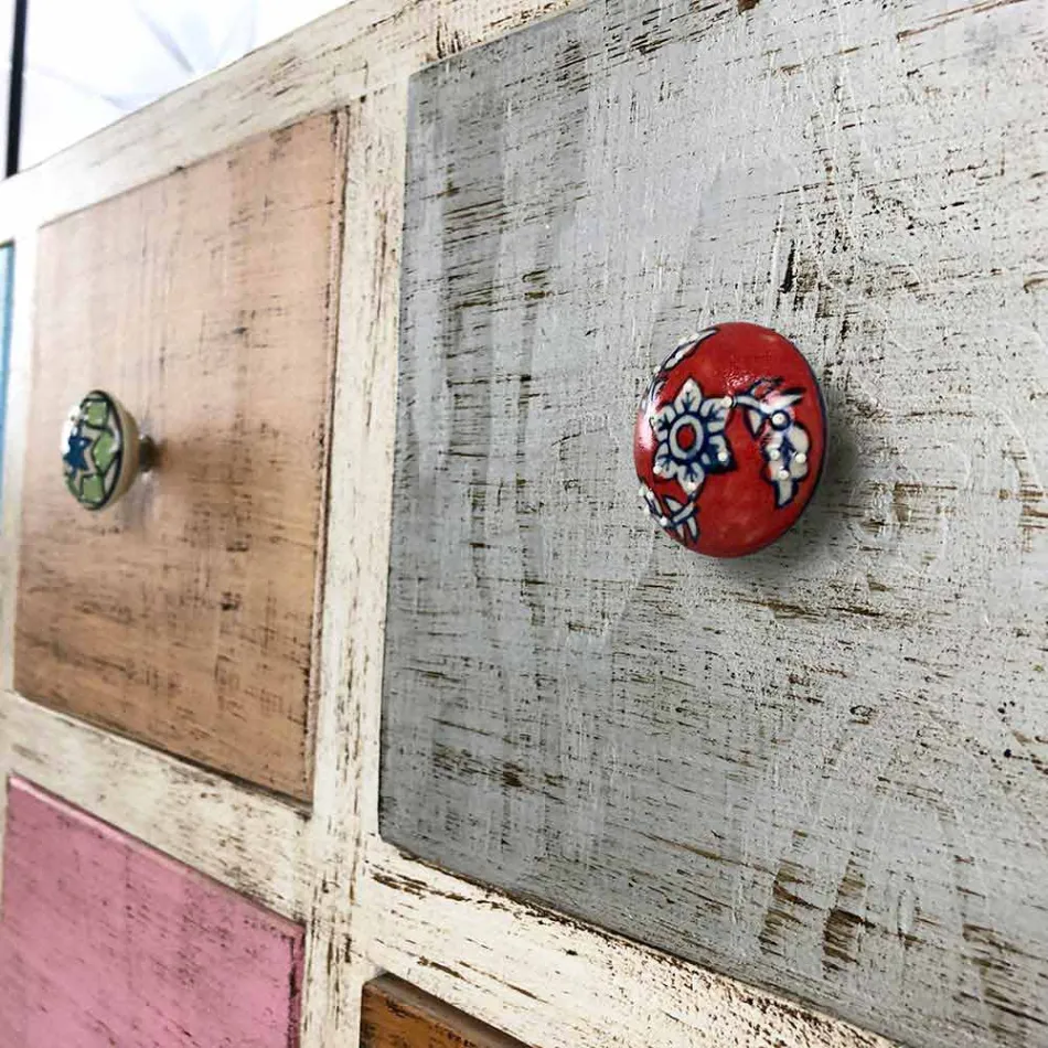 Commode artisanale en bois massif à 9 tiroirs Made in Italy - Pierrot Viadurini