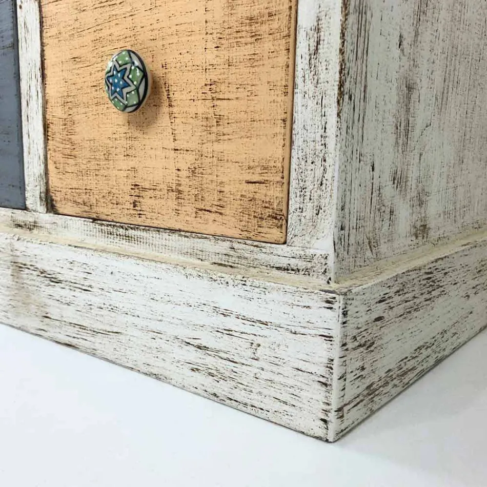 Commode artisanale en bois massif à 9 tiroirs Made in Italy - Pierrot Viadurini