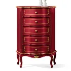 Commode de chambre à coucher avec 5 tiroirs en bois classiques fabriqués en Italie - Leonor Viadurini
