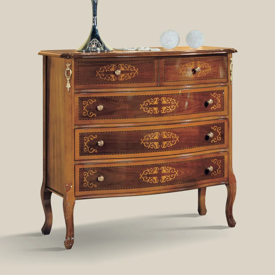 Commode de chambre en bois classique fabriquée en Italie - Katerine Viadurini