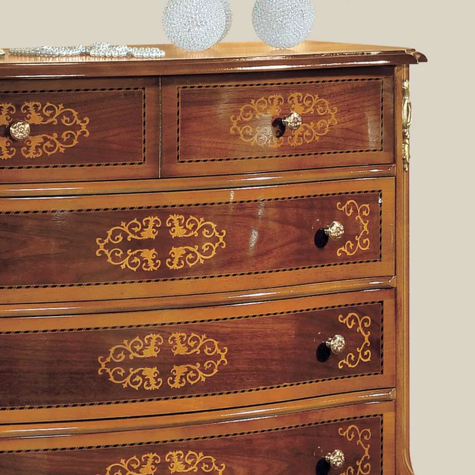 Commode de chambre en bois classique fabriquée en Italie - Katerine Viadurini