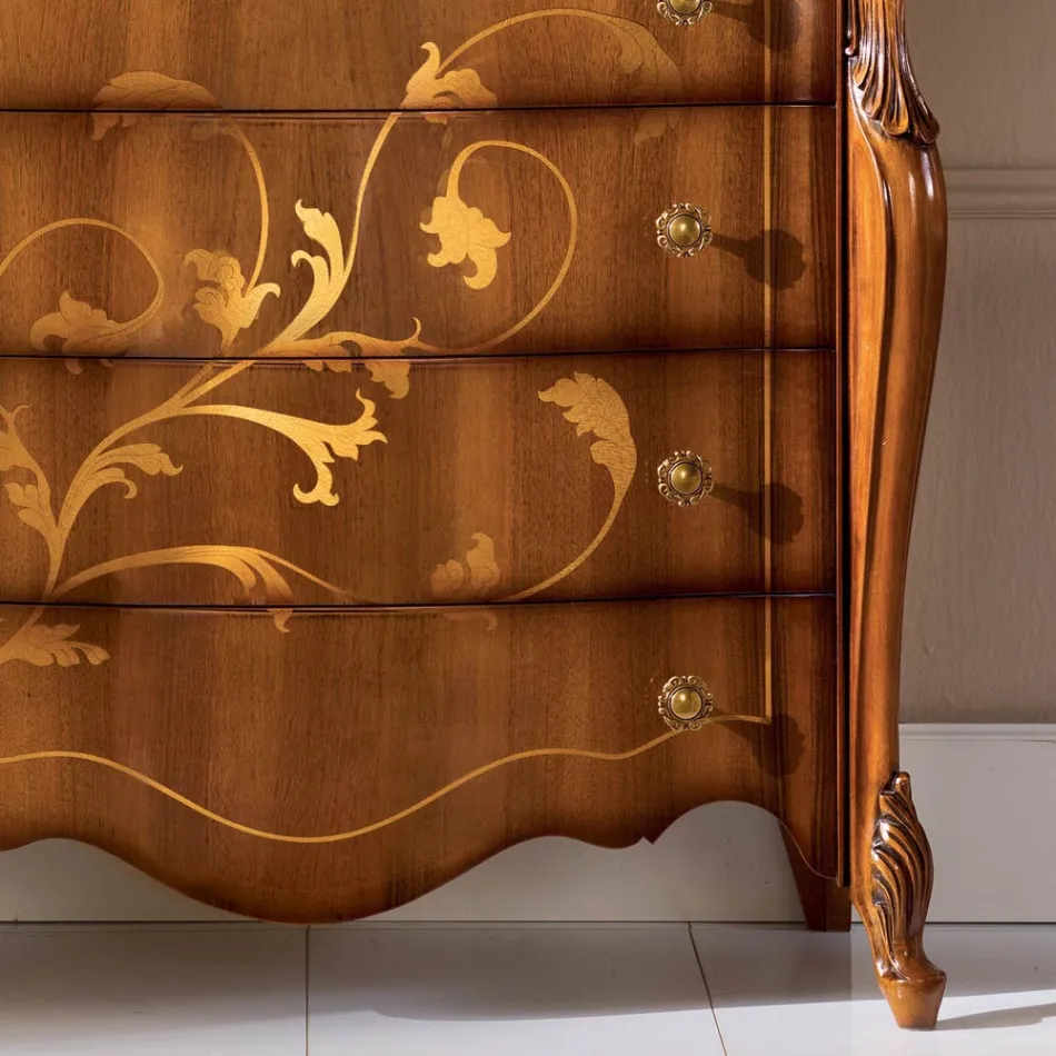 Commode de chambre à coucher en bois marqueté Made in Italy - Ottaviano Viadurini