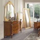 Commode de chambre à coucher en bois marqueté et miroir Made in Italy - Cambrige Viadurini