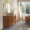 Commode de chambre à coucher en bois marqueté et miroir Made in Italy - Cambrige