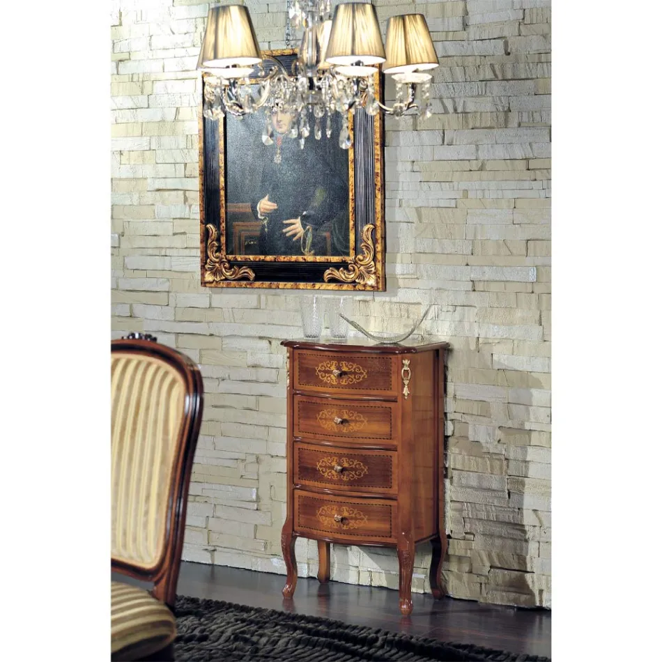 Commode classique en bois de noyer 4 ou 6 tiroirs Made in Italy - Katerine Viadurini