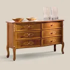 Commode classique en bois de noyer 4 ou 6 tiroirs Made in Italy - Katerine Viadurini