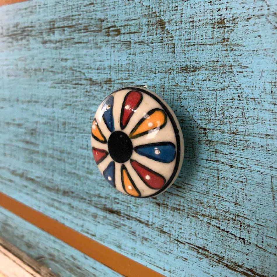 Commode avec tiroirs colorés et boutons en céramique Made in Italy - Hendriks Viadurini