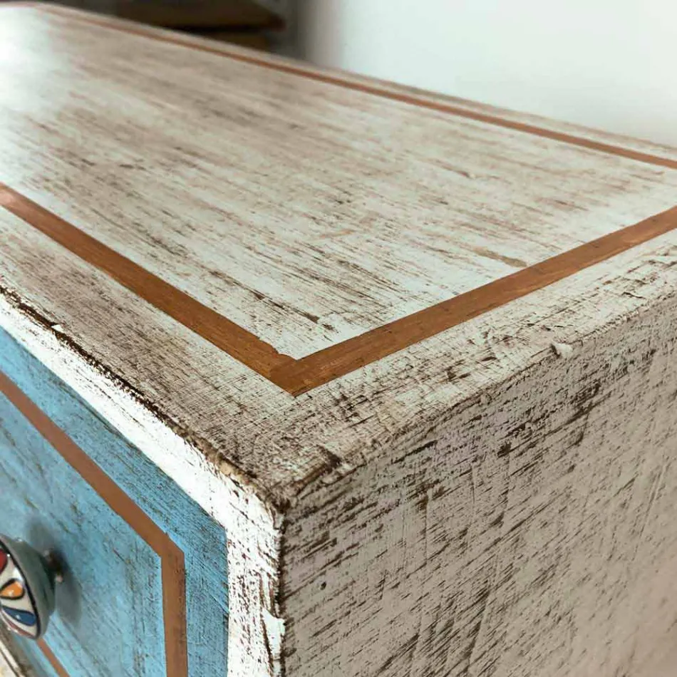 Commode avec tiroirs colorés et boutons en céramique Made in Italy - Hendriks Viadurini