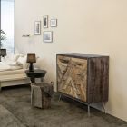 Commode en bois de manguier avec 4 tiroirs de design industriel - Koda Viadurini