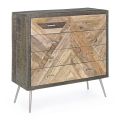 Commode en bois de manguier avec 4 tiroirs de design industriel - Koda