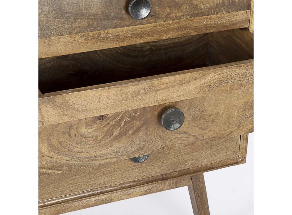 Commode en bois de manguier avec 6 tiroirs de design vintage - Desiderio Viadurini