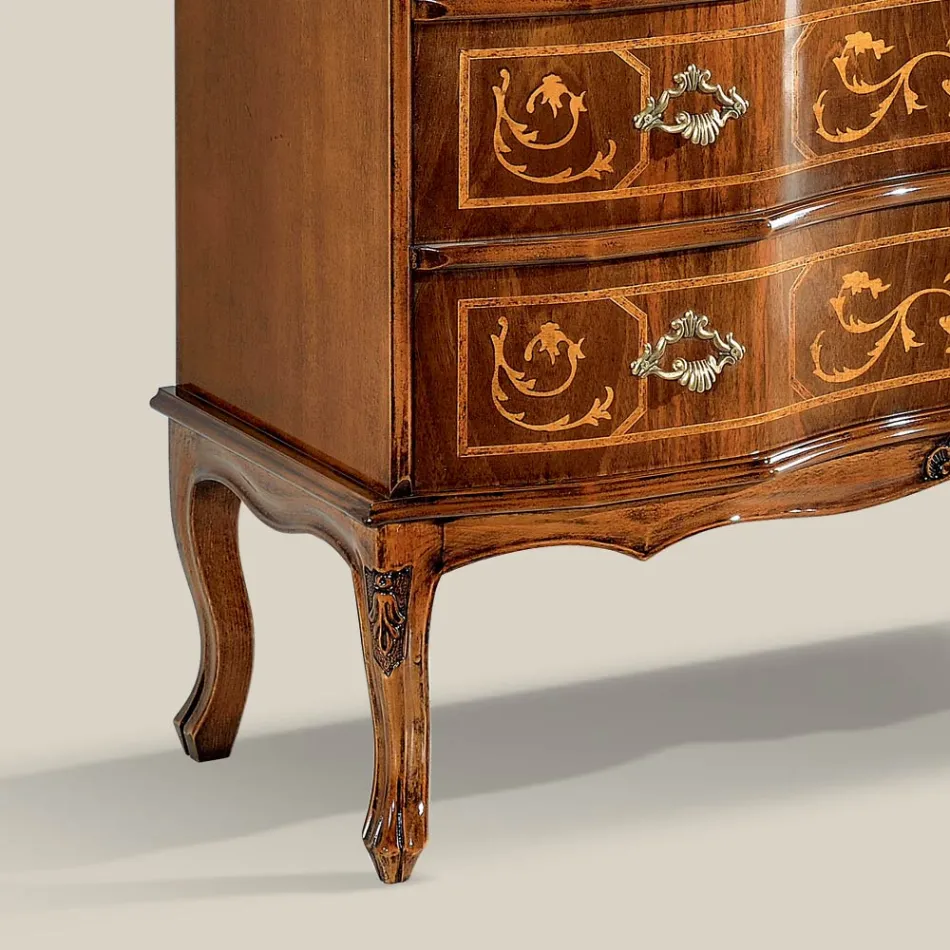 Commode de style classique en bois avec 3 tiroirs Made in Italy - Élégant Viadurini
