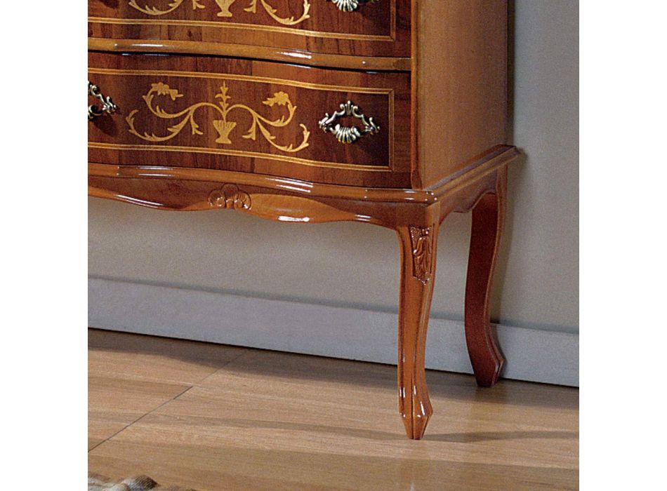 Commode de style classique en bois avec 6 tiroirs Made in Italy - Élégant Viadurini