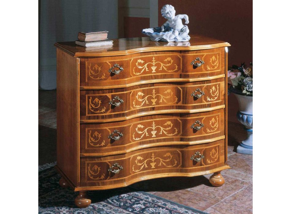 Commode de style classique en bois avec tiroirs Made in Italy - Élégant Viadurini