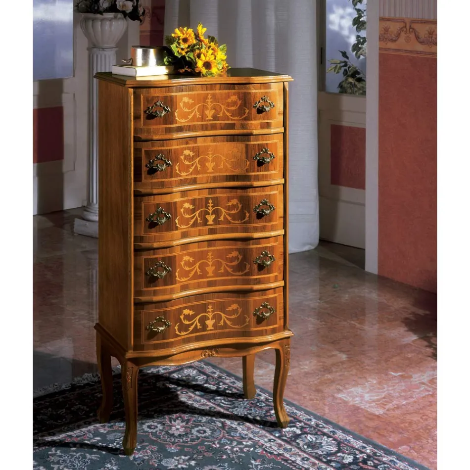 Commode de style classique en bois de noyer de luxe Made in Italy - Élégant Viadurini