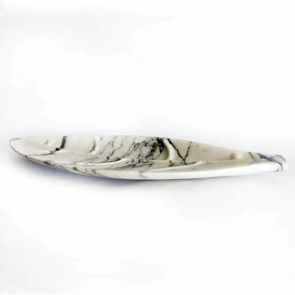 Centre de table en marbre Arabescato avec forme de feuille Made in Italy - Treviso Viadurini