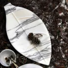 Centre de table en marbre Arabescato avec forme de feuille Made in Italy - Treviso Viadurini