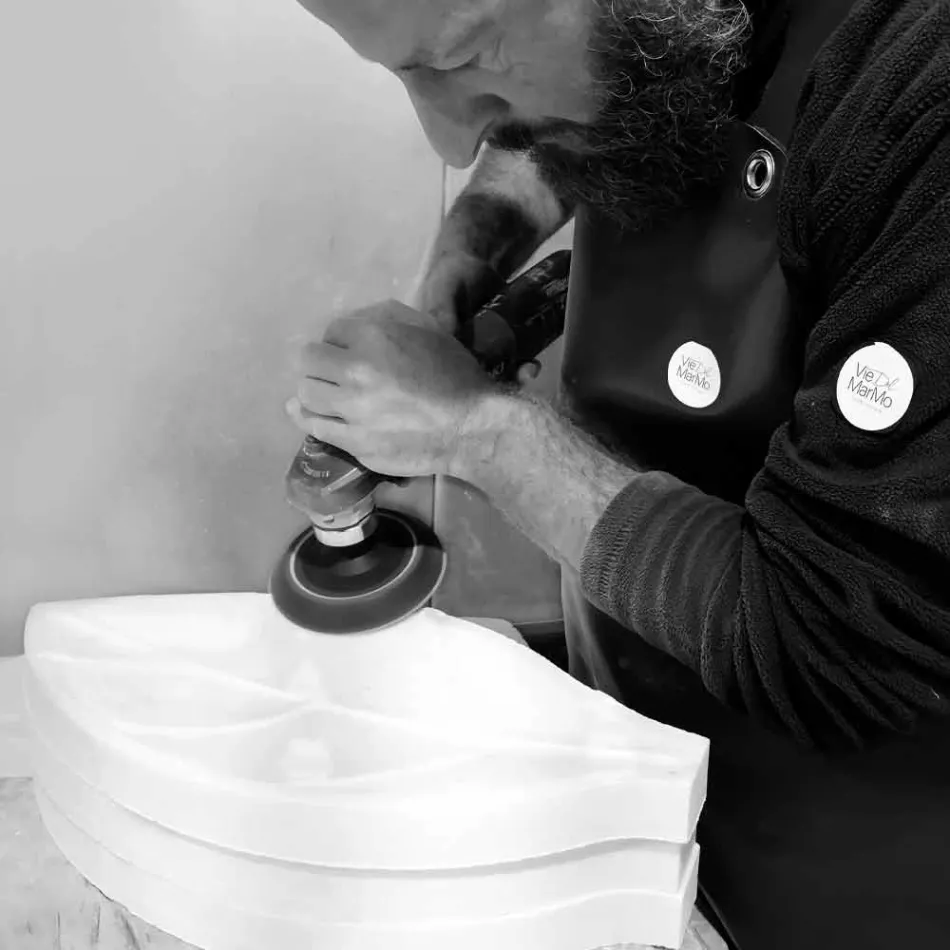 Centre de table en marbre Arabescato avec forme de feuille Made in Italy - Treviso Viadurini