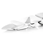 Centre de Table Linéaire avec Coeurs en Métal Argenté Design Italien - Arlan Viadurini